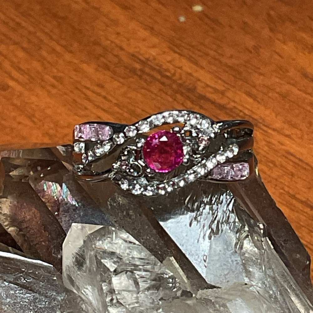 Ruby Silver/Rhodium Ring 8 - Picture 2 of 8
